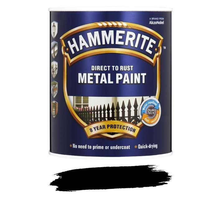 Hammerite Direct to Rust Hammered Metal Paint - Black (500ml)