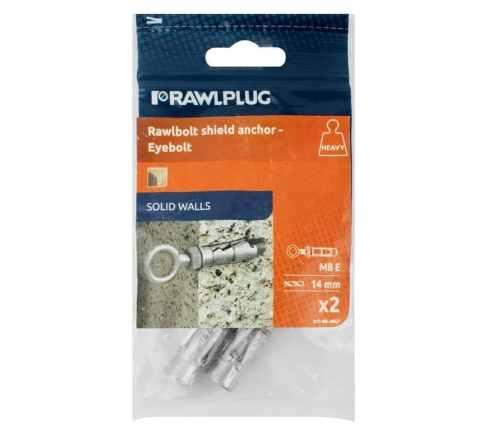 Rawlplug 2 x Shield Anchor Eye Bolt (M8 x 14mm x 87mm)