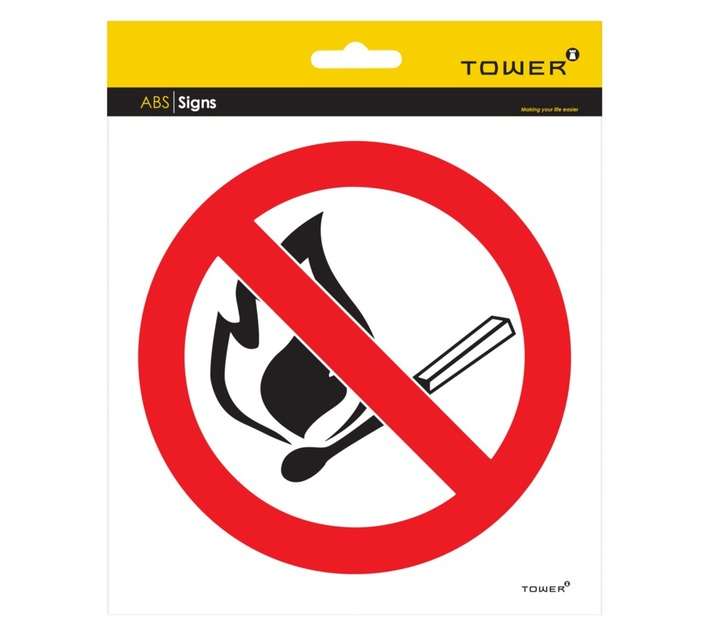 Tower No Naked Flame Sign - Black/Red/White (190 x 190mm)