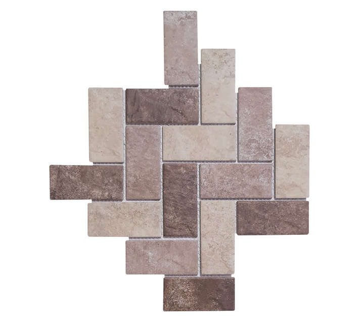 Falcon Porcelain Fishbone Mosaic Tiles - Beige/Brown (355 x 310mm)