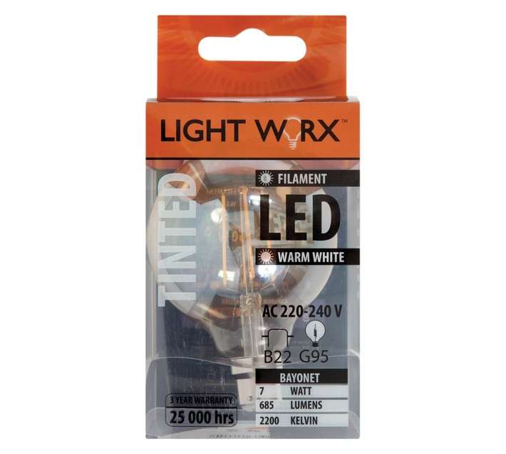 Lightworx LED B22 Filament Maxi Bulbs - Amber (7w)