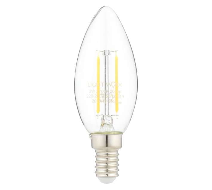 Lightworx LED E14 Filament Candle Bulbs - Clear (2w)