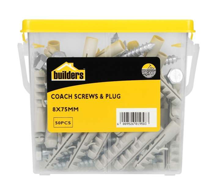 BP-CSP0875-Q50 50 x Coach Screws and Plugs (8 x 75mm)