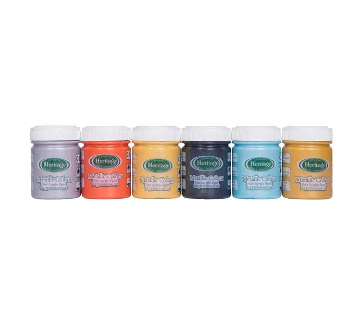 Heritage 6 Piece Assorted Metallic Paint (50ml)