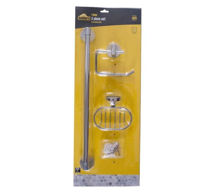 Raine Chrome 3 Piece Bathroom Set - Silver