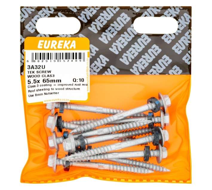 Eureka 10 Pack Tek Screws Wood Class 4 (65 x 5.5mm)