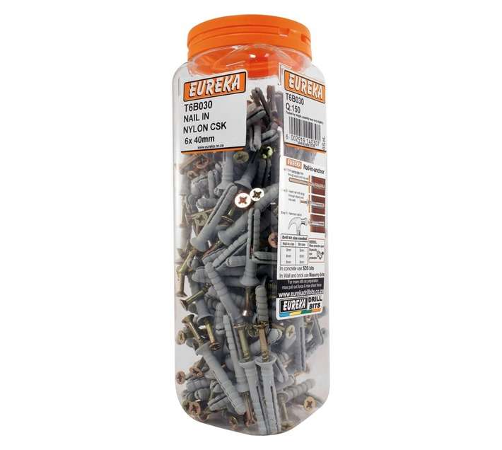 Eureka 6 x 40mm Nail In Nylon Csk (Q150)