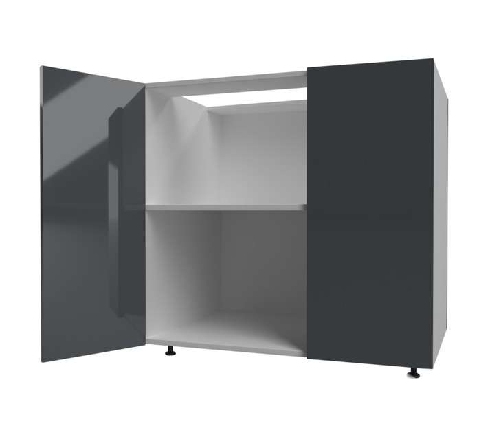 Home and Kitchen Gloss Base Cabinet Unit - Storm Grey (900 x 560 x 720mm)