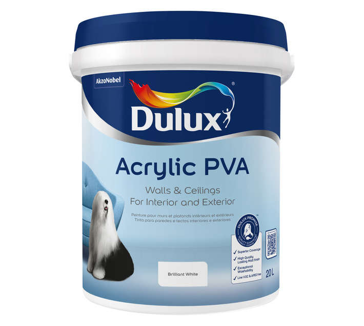 Dulux Acrylic PVA - Brilliant White (20L)