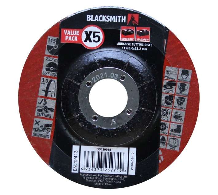 Blacksmith 115 x 3.0 x 22.23-5mm Abrasive Masonry Cutting Disc
