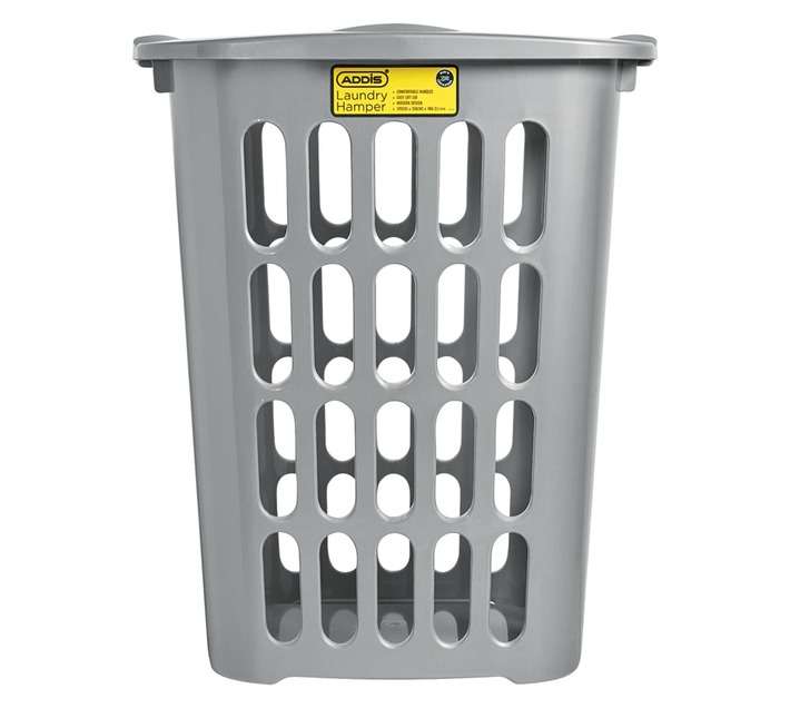Addis Plastic Laundry Hamper - Silver (56L)