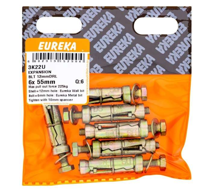 Eureka 6 x Expansion Bolt (6 x 6 x 55mm)