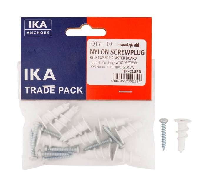 IKA Drywall Nylon Plug Self Drill M5 TP (10 Pack)