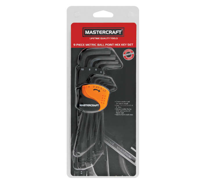 Mastercraft Long Arm Hex Key Set 9 piece
