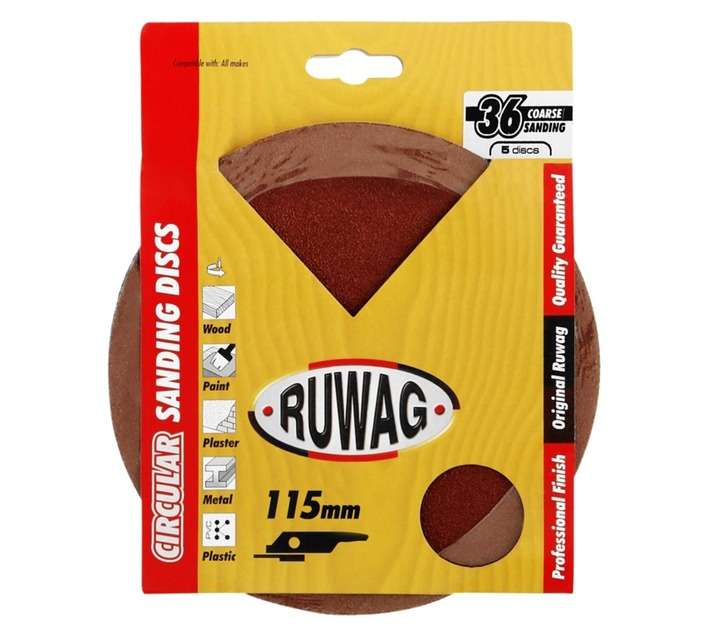 Ruwag 115mm P36 Fibre Circular Sanding Discs (5 Pack)