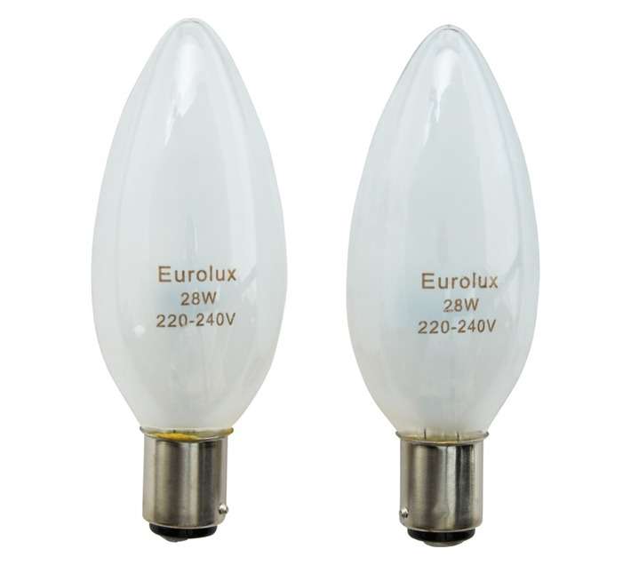 Eurolux 2 x B15 Halogen Candle Globe - Warm White (28w)