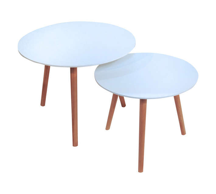 Home and Kitchen Atka Side Table Set - White (650 x 620 x 110mm)