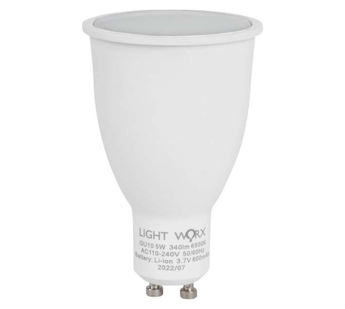 Lightworx GU10 Battery Backup Globe - Cool White (5W)