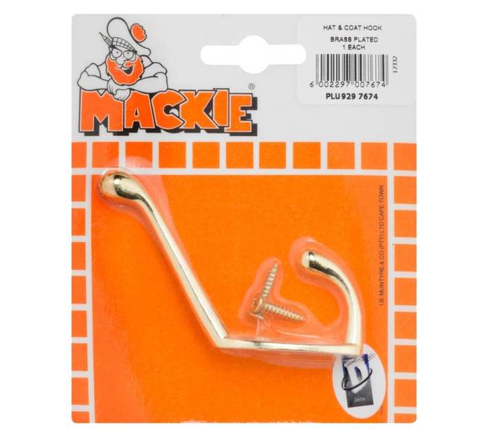 Mackie Hat and Coat Hook - Brass Plated