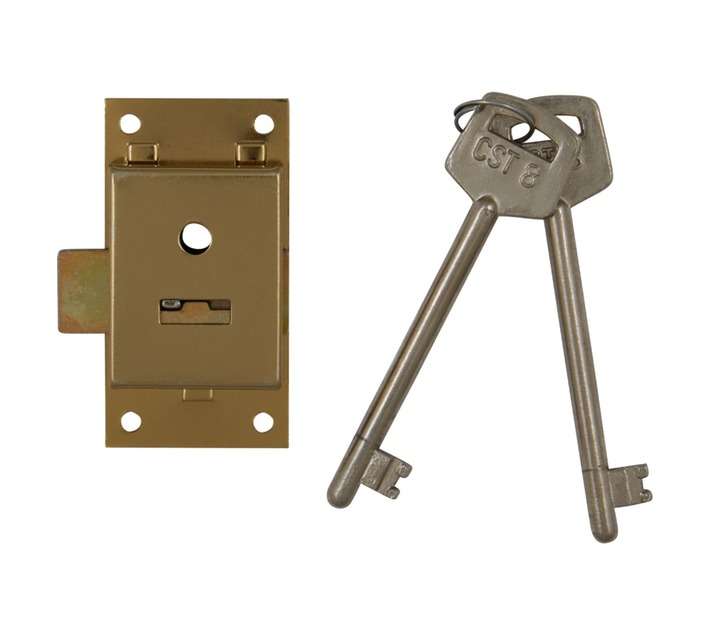 Jaguar Cupboard Lock 2 Lever - Brass (64mm)