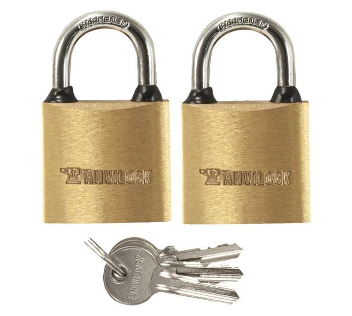 Anvilock 38mm Brass Padlock (2 Pack)