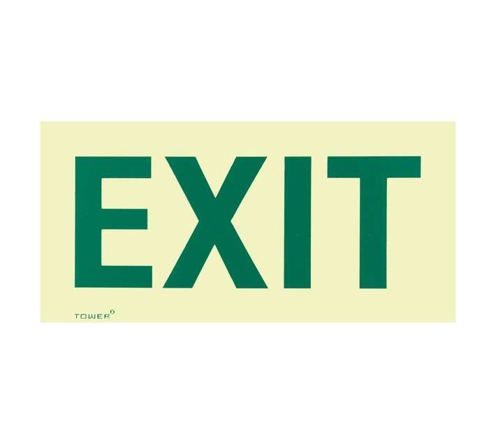 Tower Photoluminescent Exit Sign - Green/White (300 x 150mm)