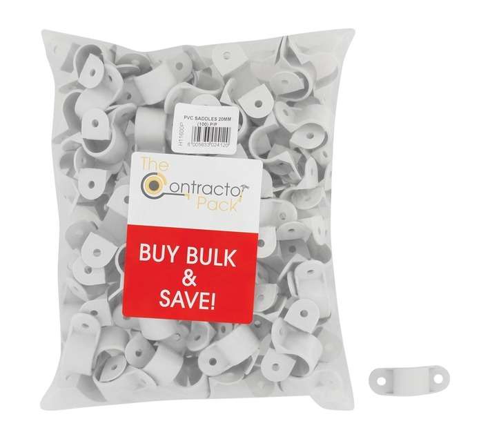 Proton Prepack 100 x PVC Saddles - White (20mm)