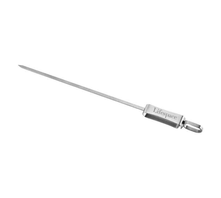 Lifespace Quality Set of 6 Stainless Steel Flat Kebab Skewers with Push Bar (420 x 22 x 18mm)
