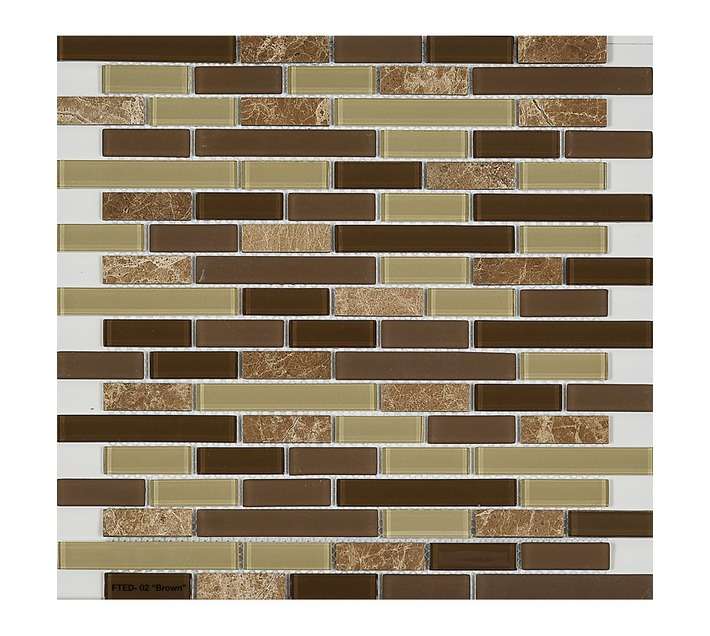 Ceramic Wholesalers FTED-02 Interlocking Marble/Glass Mosaic Tile - Brown (30 x 30mm)