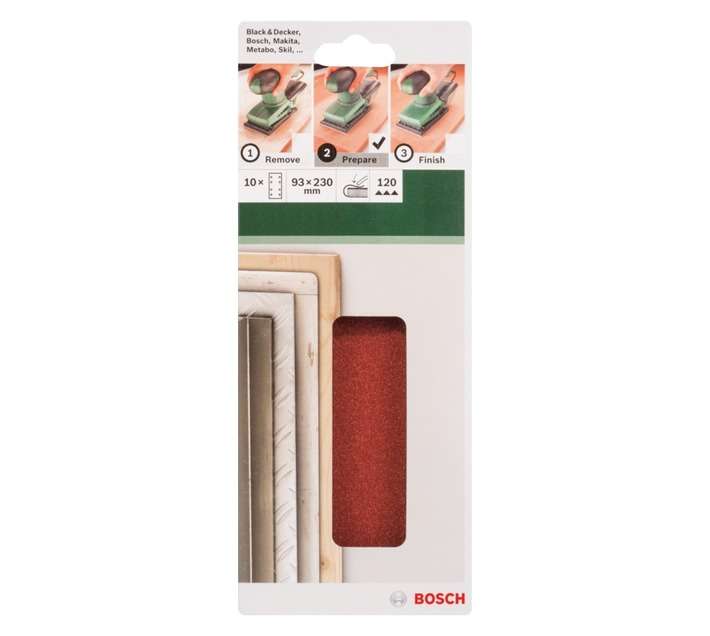 Bosch 10 x 120 Grit Clamp Sanding Plate (93 x 230mm)
