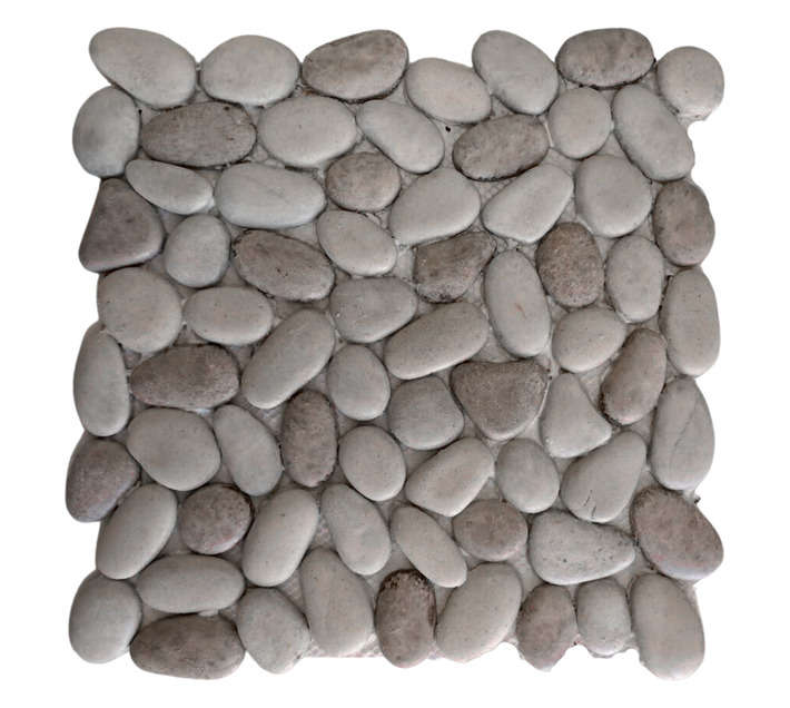 Earthstone Stone Luna Pebble Mosaic Tile - Grey/Cream/White (300 x 300mm)