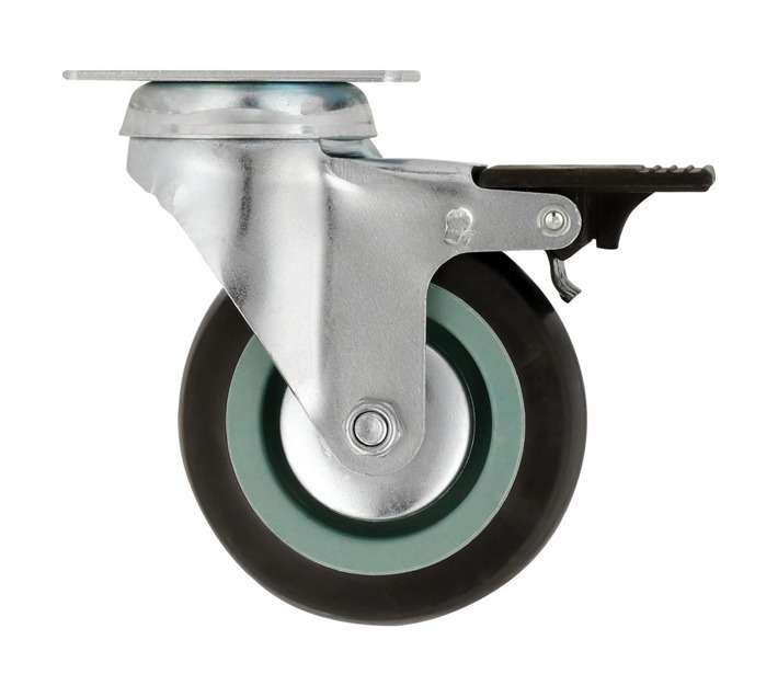 Hillaldam Castor Swivel Brake Rubber Plate Wheel - Grey (75 x 104mm)