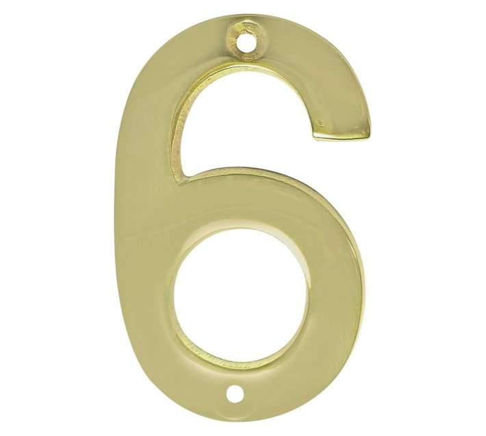 Euro Brass Numeral 6 - Brass (75mm)