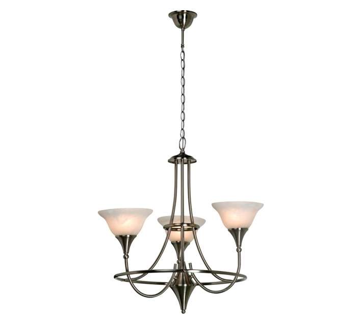 Radiant 3 Light Calice Chandelier E27 - Satin Chrome (1150 x 590 x 630mm)