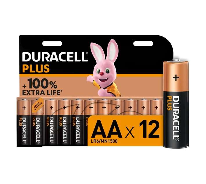 Duracell Plus 12 x Alkaline Batteries (AA)