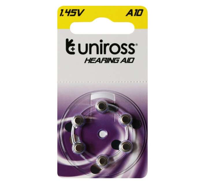 Uniross 6 x Hearing Aid Zinc Air Batteries (10)