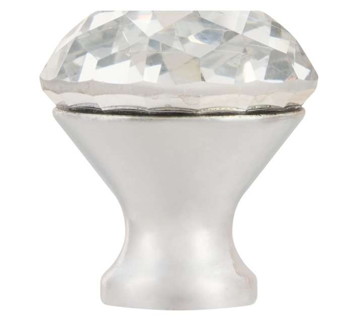 Home and Kitchen Glass Cone Knob - Silver (30mm)