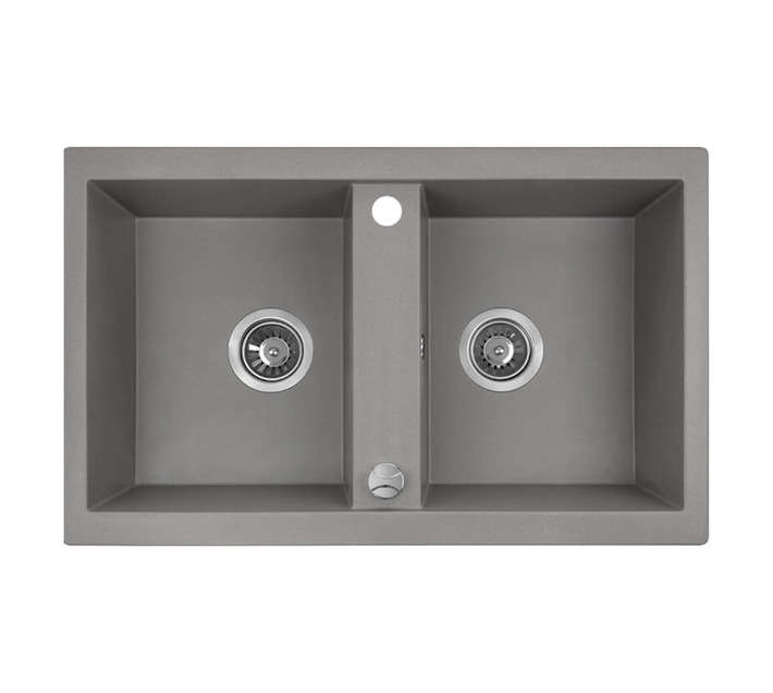 Laveo Barbados 2 Bowl Sink - Grey (780 x 480 x 170mm)