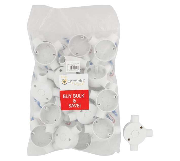 Proton Prepack 20 x PVC 3 Way Junction Boxes - White (20mm)