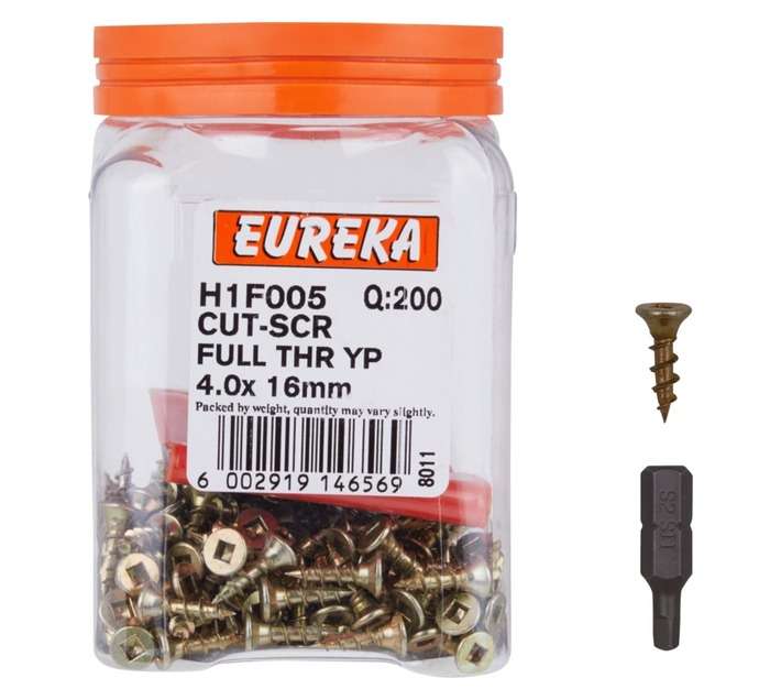 Eureka H1F005 4.0 x 16mm Cut Screw Full Thread (200 Pack)