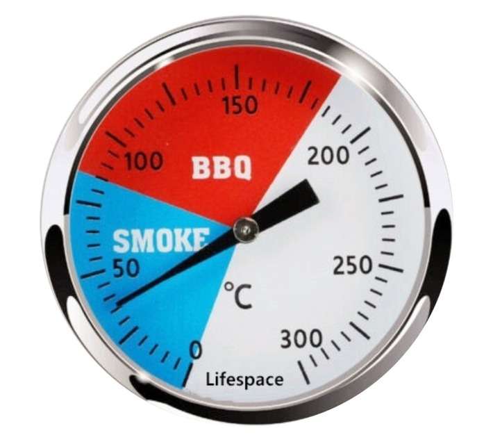 Lifespace BBQ Pizza Braai Replacement Thermometer with Calibration - Silver