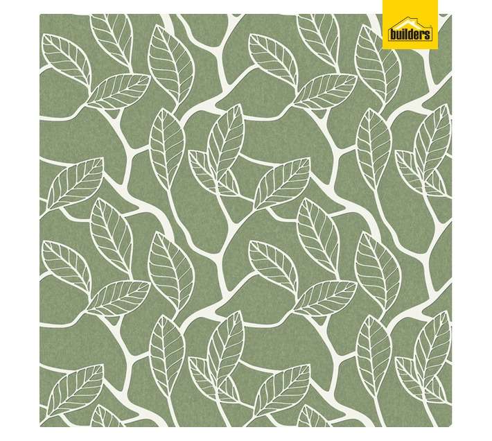 Fired Earth Leafy Wallpaper - Green (10m x 530mm)