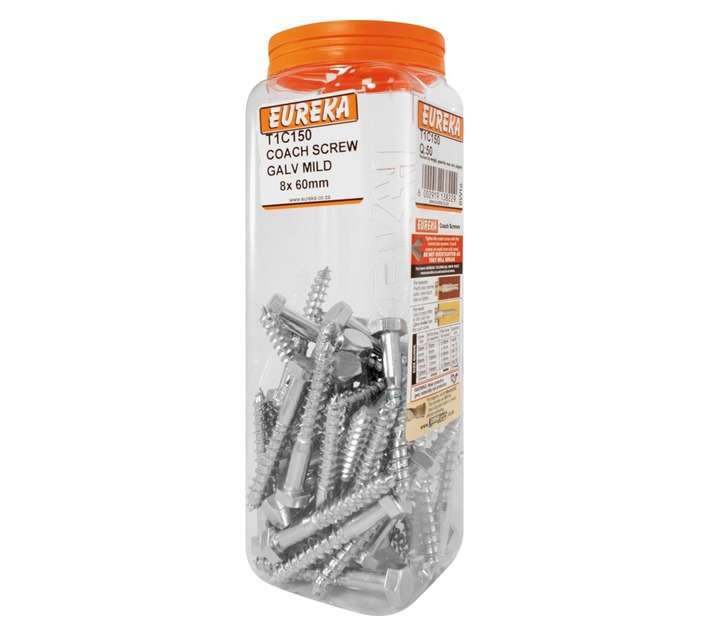 Eureka 8 x 60mm Coach Screw (Q50) Galvanised Mild