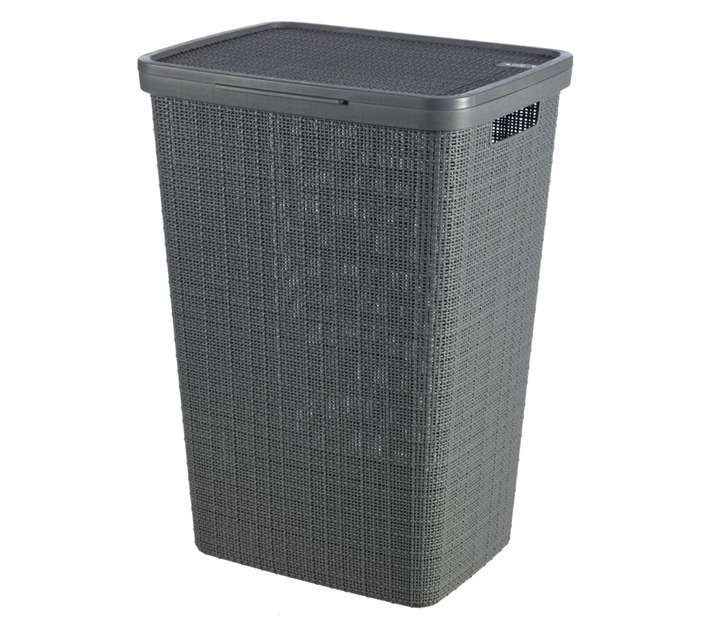 Curver by Keter Jute Hamper Laundry Basket - Grey (430 x 340 x 580mm)