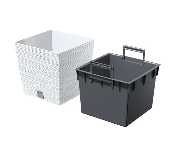Prosperplast Furu Square Low Pot - White (240 x 240 x 235mm)