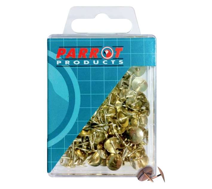 Parrot Products BA3007 100 x Brass Drawing Pins