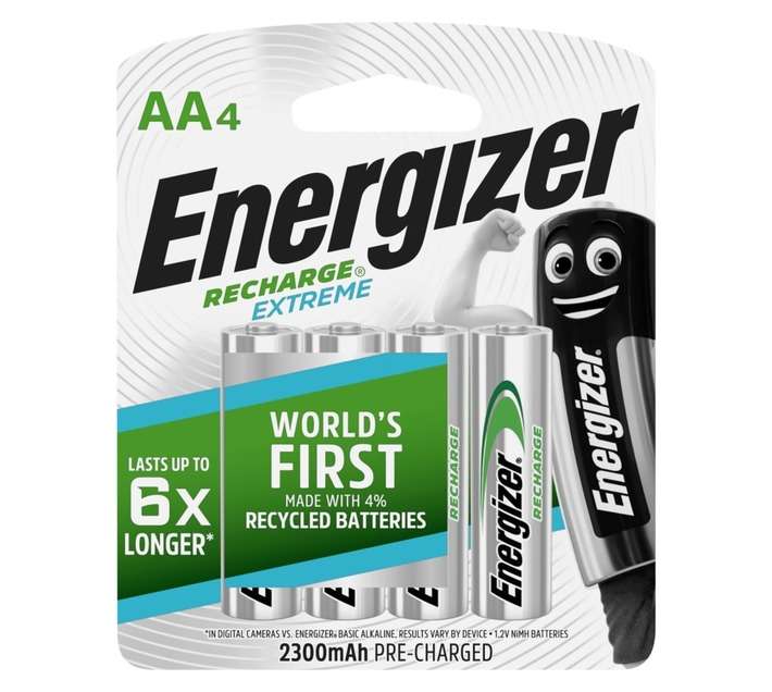 Energizer Extreme 4 x Rechargeable Batteries (AA)