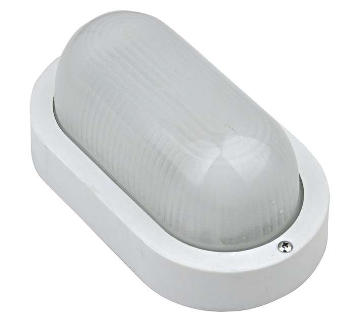 Lightworx 5040A Small Oval Glass E27 Bulkhead - White