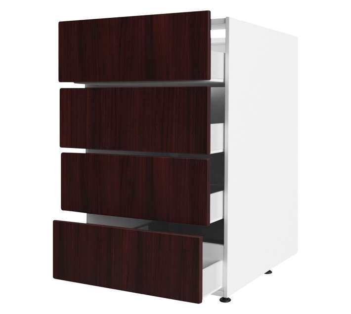 Home and Kitchen Base Unit 4 Drawer Melamine Cabinet - Mahogany (450mm)