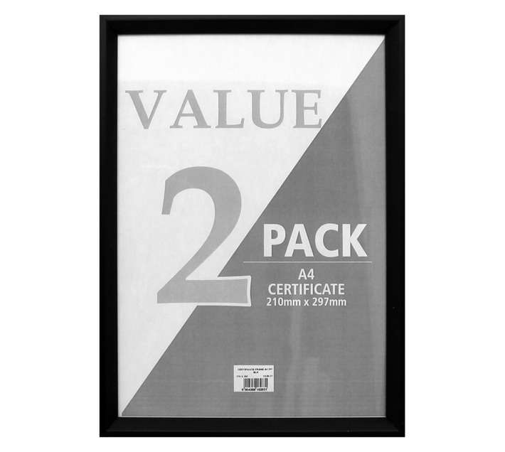 Design House 2 x A4 Certificate Frames - Black